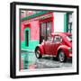 ¡Viva Mexico! Square Collection - VW Beetle and Red Wall-Philippe Hugonnard-Framed Photographic Print