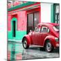 ¡Viva Mexico! Square Collection - VW Beetle and Red Wall-Philippe Hugonnard-Mounted Photographic Print