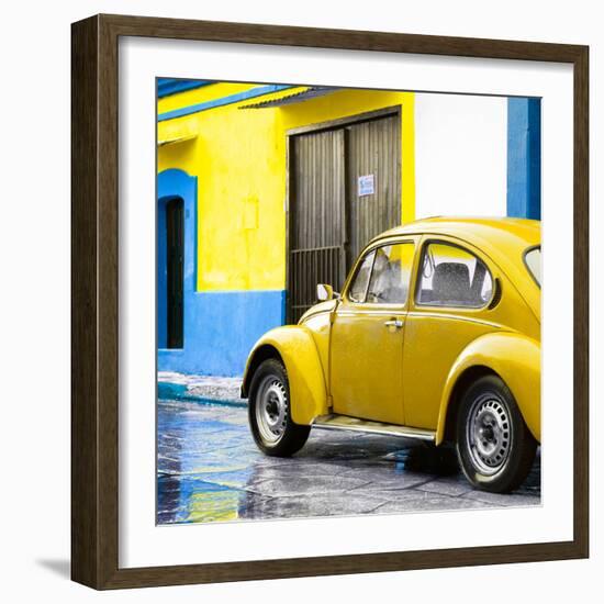 ¡Viva Mexico! Square Collection - VW Beetle and Yellow Wall II-Philippe Hugonnard-Framed Photographic Print