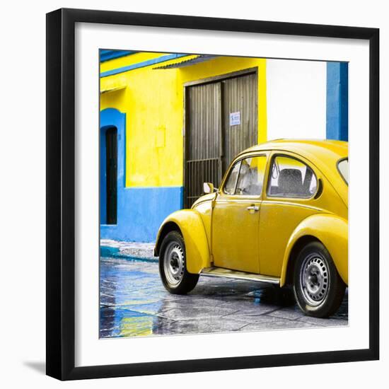 ¡Viva Mexico! Square Collection - VW Beetle and Yellow Wall II-Philippe Hugonnard-Framed Photographic Print