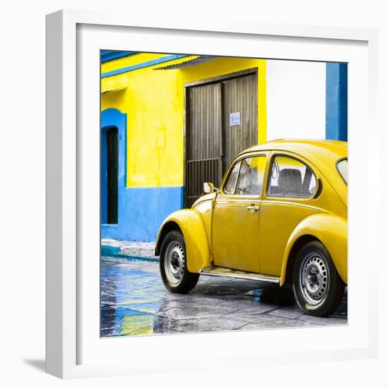 ¡Viva Mexico! Square Collection - VW Beetle and Yellow Wall II-Philippe Hugonnard-Framed Photographic Print