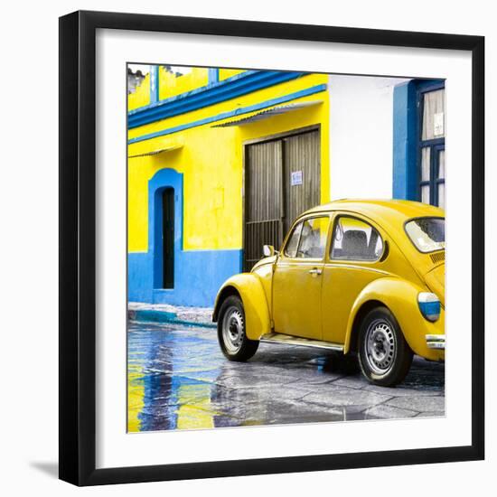 ¡Viva Mexico! Square Collection - VW Beetle and Yellow Wall-Philippe Hugonnard-Framed Photographic Print