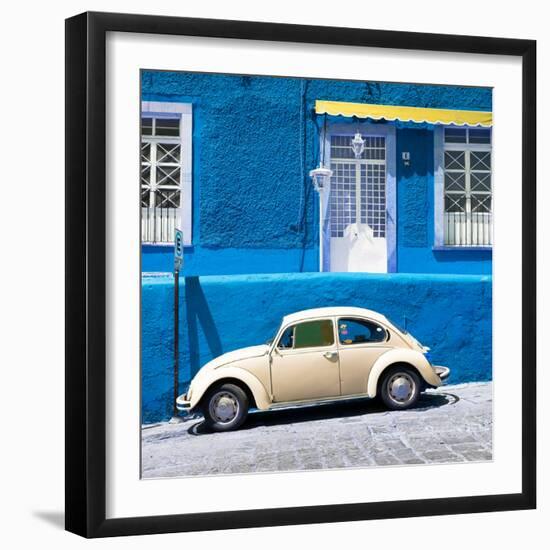 ¡Viva Mexico! Square Collection - VW Beetle Car and Blue Wall-Philippe Hugonnard-Framed Photographic Print