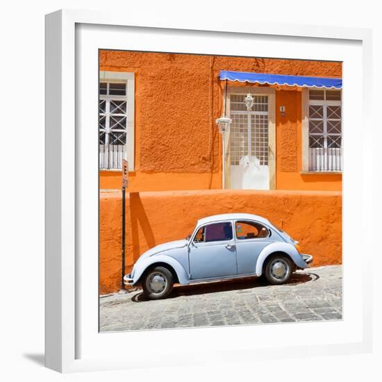 ¡Viva Mexico! Square Collection - VW Beetle Car and Orange Wall-Philippe Hugonnard-Framed Photographic Print