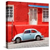 ¡Viva Mexico! Square Collection - VW Beetle Car and Red Wall-Philippe Hugonnard-Stretched Canvas