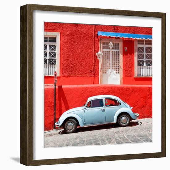 ¡Viva Mexico! Square Collection - VW Beetle Car and Red Wall-Philippe Hugonnard-Framed Photographic Print