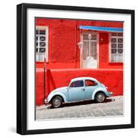 ¡Viva Mexico! Square Collection - VW Beetle Car and Red Wall-Philippe Hugonnard-Framed Photographic Print