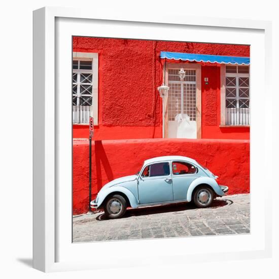 ¡Viva Mexico! Square Collection - VW Beetle Car and Red Wall-Philippe Hugonnard-Framed Photographic Print