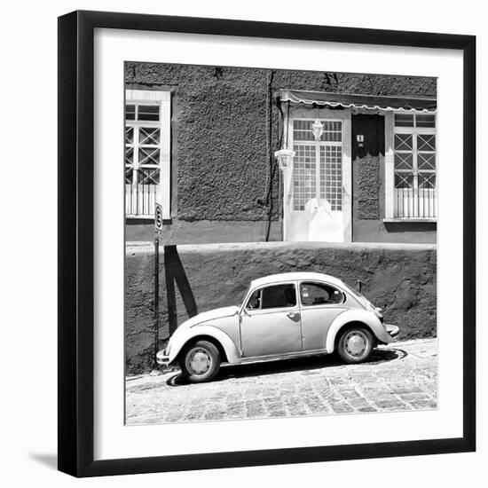 ¡Viva Mexico! Square Collection - VW Beetle Car B&W-Philippe Hugonnard-Framed Photographic Print