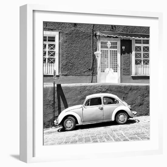 ¡Viva Mexico! Square Collection - VW Beetle Car B&W-Philippe Hugonnard-Framed Photographic Print