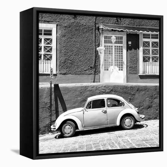 ¡Viva Mexico! Square Collection - VW Beetle Car B&W-Philippe Hugonnard-Framed Stretched Canvas