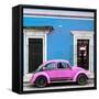 ¡Viva Mexico! Square Collection - VW Beetle Car - Blue & Hot Pink-Philippe Hugonnard-Framed Stretched Canvas