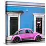 ¡Viva Mexico! Square Collection - VW Beetle Car - Blue & Hot Pink-Philippe Hugonnard-Stretched Canvas