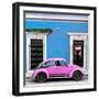 ¡Viva Mexico! Square Collection - VW Beetle Car - Blue & Hot Pink-Philippe Hugonnard-Framed Photographic Print