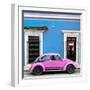 ¡Viva Mexico! Square Collection - VW Beetle Car - Blue & Hot Pink-Philippe Hugonnard-Framed Photographic Print
