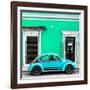 ¡Viva Mexico! Square Collection - VW Beetle Car - Coral Green & Skyblue-Philippe Hugonnard-Framed Photographic Print