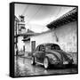 ¡Viva Mexico! Square Collection - VW Beetle Car in San Cristobal de Las Casas B&W-Philippe Hugonnard-Framed Stretched Canvas