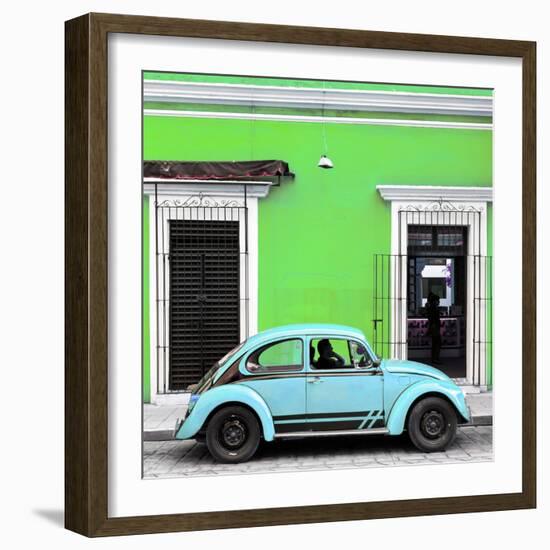 ¡Viva Mexico! Square Collection - VW Beetle Car - Lime Green & Powder Blue-Philippe Hugonnard-Framed Photographic Print