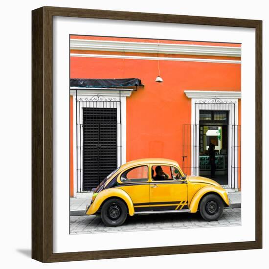 ¡Viva Mexico! Square Collection - VW Beetle Car - Orange & Gold-Philippe Hugonnard-Framed Photographic Print