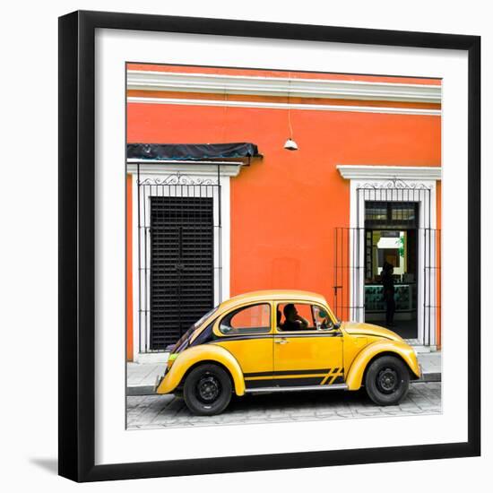 ¡Viva Mexico! Square Collection - VW Beetle Car - Orange & Gold-Philippe Hugonnard-Framed Photographic Print