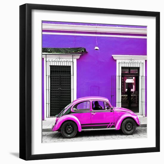 ¡Viva Mexico! Square Collection - VW Beetle Car - Purple & Deep Pink-Philippe Hugonnard-Framed Photographic Print