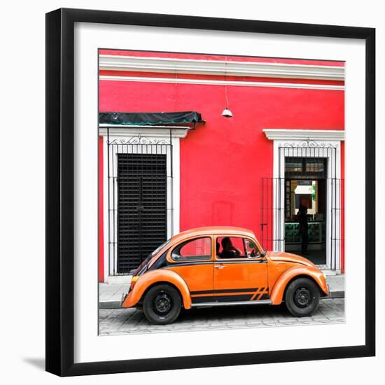 ¡Viva Mexico! Square Collection - VW Beetle Car - Red & Orange-Philippe Hugonnard-Framed Photographic Print