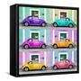 ¡Viva Mexico! Square Collection - VW Beetle Cars with Color Facades II-Philippe Hugonnard-Framed Stretched Canvas