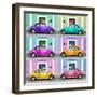 ¡Viva Mexico! Square Collection - VW Beetle Cars with Color Facades II-Philippe Hugonnard-Framed Photographic Print