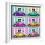 ¡Viva Mexico! Square Collection - VW Beetle Cars with Color Facades II-Philippe Hugonnard-Framed Photographic Print