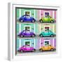 ¡Viva Mexico! Square Collection - VW Beetle Cars with Color Facades-Philippe Hugonnard-Framed Photographic Print