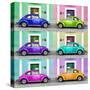 ¡Viva Mexico! Square Collection - VW Beetle Cars with Color Facades-Philippe Hugonnard-Stretched Canvas