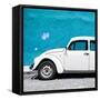 ¡Viva Mexico! Square Collection - White VW Beetle Car & Blue Wall-Philippe Hugonnard-Framed Stretched Canvas