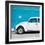 ¡Viva Mexico! Square Collection - White VW Beetle Car & Blue Wall-Philippe Hugonnard-Framed Photographic Print