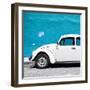 ¡Viva Mexico! Square Collection - White VW Beetle Car & Blue Wall-Philippe Hugonnard-Framed Photographic Print