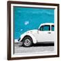 ¡Viva Mexico! Square Collection - White VW Beetle Car & Blue Wall-Philippe Hugonnard-Framed Photographic Print