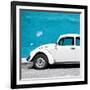 ¡Viva Mexico! Square Collection - White VW Beetle Car & Blue Wall-Philippe Hugonnard-Framed Photographic Print