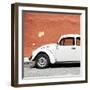 ¡Viva Mexico! Square Collection - White VW Beetle Car & Brick Wall-Philippe Hugonnard-Framed Photographic Print