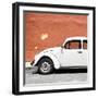 ¡Viva Mexico! Square Collection - White VW Beetle Car & Brick Wall-Philippe Hugonnard-Framed Photographic Print