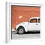 ¡Viva Mexico! Square Collection - White VW Beetle Car & Brick Wall-Philippe Hugonnard-Framed Photographic Print