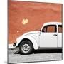 ¡Viva Mexico! Square Collection - White VW Beetle Car & Brick Wall-Philippe Hugonnard-Mounted Photographic Print