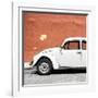 ¡Viva Mexico! Square Collection - White VW Beetle Car & Brick Wall-Philippe Hugonnard-Framed Photographic Print