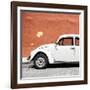 ¡Viva Mexico! Square Collection - White VW Beetle Car & Brick Wall-Philippe Hugonnard-Framed Photographic Print