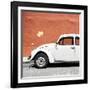 ¡Viva Mexico! Square Collection - White VW Beetle Car & Brick Wall-Philippe Hugonnard-Framed Photographic Print