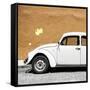 ¡Viva Mexico! Square Collection - White VW Beetle Car & Dark Beige Wall-Philippe Hugonnard-Framed Stretched Canvas