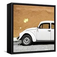 ¡Viva Mexico! Square Collection - White VW Beetle Car & Dark Beige Wall-Philippe Hugonnard-Framed Stretched Canvas