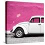 ¡Viva Mexico! Square Collection - White VW Beetle Car & Deep Pink Wall-Philippe Hugonnard-Stretched Canvas