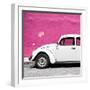 ¡Viva Mexico! Square Collection - White VW Beetle Car & Deep Pink Wall-Philippe Hugonnard-Framed Photographic Print