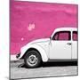 ¡Viva Mexico! Square Collection - White VW Beetle Car & Deep Pink Wall-Philippe Hugonnard-Mounted Photographic Print