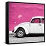 ¡Viva Mexico! Square Collection - White VW Beetle Car & Deep Pink Wall-Philippe Hugonnard-Framed Stretched Canvas