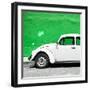 ¡Viva Mexico! Square Collection - White VW Beetle Car & Green Wall-Philippe Hugonnard-Framed Photographic Print